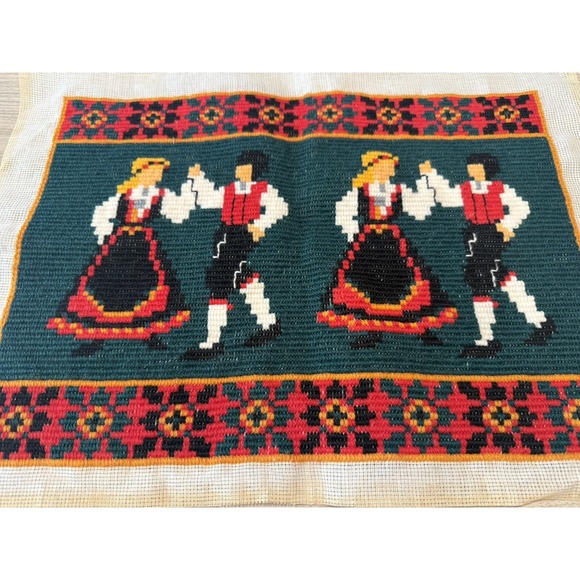 Vintage Swedish Folk Cross Stitch Needlepoint Embroidery Unframed Rare - Picture 1 of 4